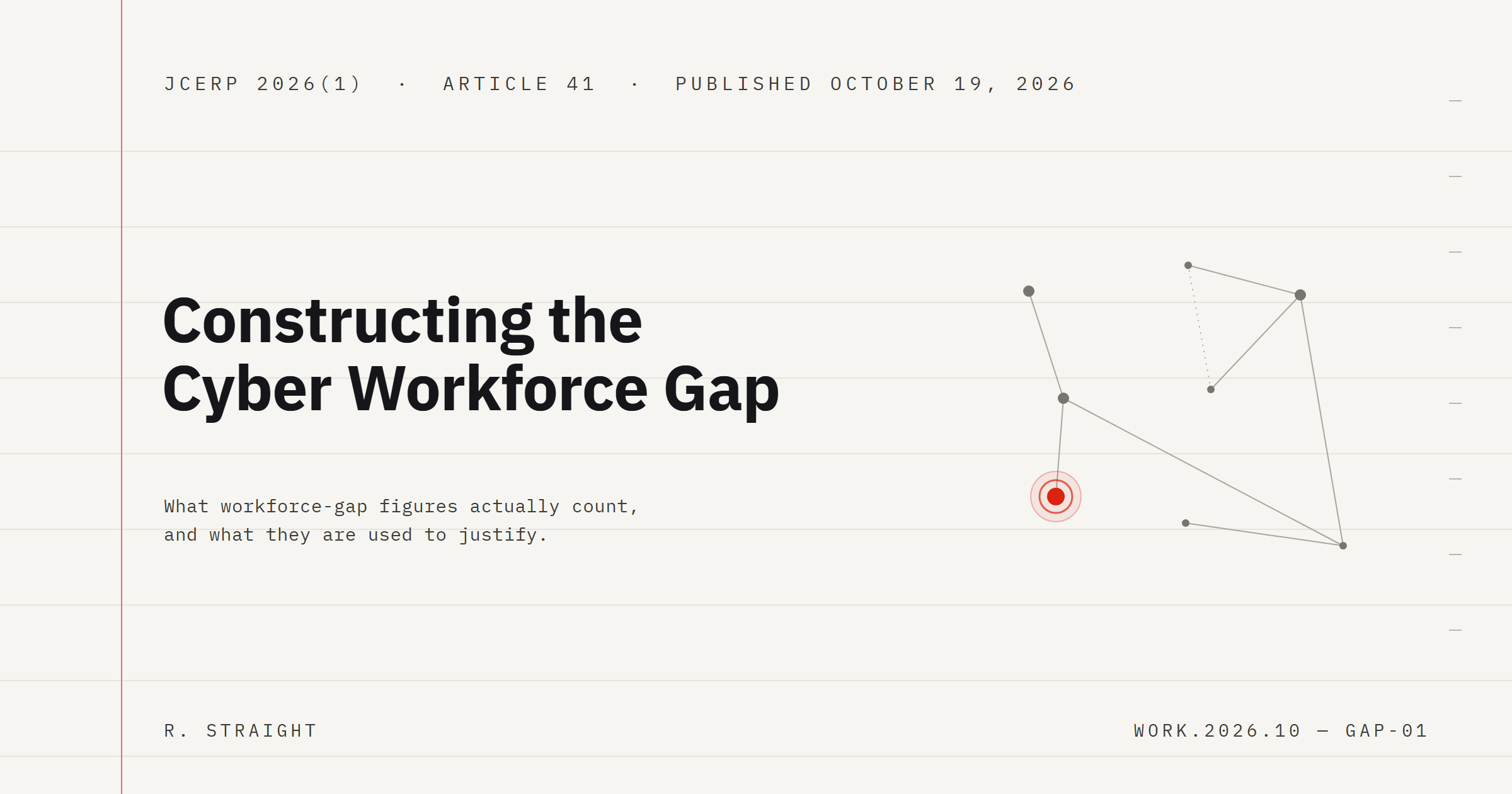 Decorative cover graphic for "Constructing the Cyber Workforce Gap".